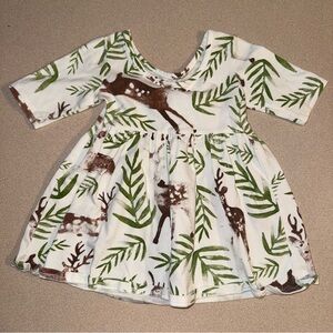 Baby Ball girls Size 6 months Woodland Deer Dress white green brown floral